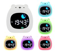 EUUEKathy Rechargeable Bear-Shaped Sleep Aid Clock with Night Light & White Noise Machine, Cute Animal Design Bedside Digital Alarm Clock for Adults - Adjustable Brightness & Soothing Sounds