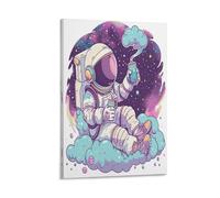 EUUMKOO Abstract Astronaut Canvas Wall Art, Watercolor Space Landscape Picture Painting on Canvas, Print Poster Decoration Artwork for Home Living Room Bedroom Wall Decor Frame 24x36inch(60x90cm)