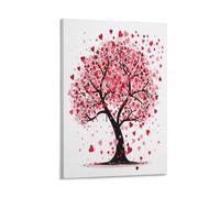 EUUMKOO Abstract Tree Canvas Wall Art, Vintage Watercolor Heart Plant Picture Painting on Canvas, Print Poster Decoration Artwork for Home Living Room Bedroom Wall Decor Frame 16x24inch(40x60cm)