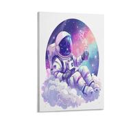 EUUMKOO Cartoon Astronaut Canvas Wall Art, Modern Astronauts Fantasy Picture Painting on Canvas, Print Poster Decoration Artwork for Home Living Room Bedroom Wall Decor Frame 12x18inch(30x45cm)
