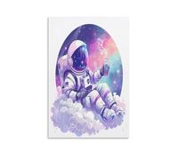 EUUMKOO Cartoon Astronaut Canvas Wall Art, Modern Astronauts Fantasy Picture Painting on Canvas, Print Poster Decoration Artwork for Home Living Room Bedroom Wall Decor Unframe 16x24inch(40x60cm)