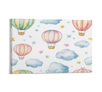 EUUMKOO Comic Sky Canvas Wall Art, Clouds Stars Balloon Picture Painting on Canvas, Print Poster Decoration Artwork for Home Living Room Bedroom Wall Decor 24x36inch(60x90cm)
