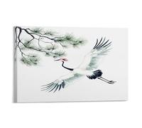 EUUMKOO Flying Crane Canvas Wall Art, Pine Tree Bird Animal Modern Picture Painting on Canvas, Print Poster Decoration Artwork for Home Living Room Bedroom Wall Decor 12x18inch(30x45cm)