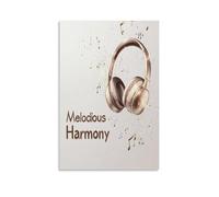 EUUMKOO Graffiti Headphones Canvas Wall Art, Modern Abstract Music Notes Picture Painting on Canvas, Print Poster Decoration Artwork for Home Living Room Bedroom Wall Decor 12x18inch(30x45cm)