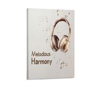EUUMKOO Graffiti Headphones Canvas Wall Art, Modern Abstract Music Notes Picture Painting on Canvas, Print Poster Decoration Artwork for Home Living Room Bedroom Wall Decor 08x12inch(20x30cm)