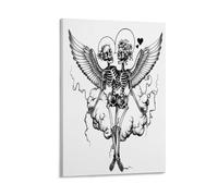 EUUMKOO Horror Skeleton Couple Canvas Wall Art, Abstract Gothic Skull Embrace Picture Painting on Canvas, Print Poster Decoration Artwork for Home Living Room Bedroom Wall Decor 20x30inch(50x75cm)