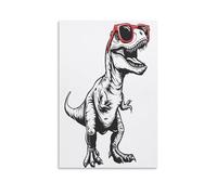 EUUMKOO Majestic Dinosaur Canvas Wall Art, Glasses Black White Animal Picture Painting on Canvas, Print Poster Decoration Artwork for Home Living Room Bedroom Wall Decor Unframe 20x30inch(50x75cm)