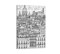 EUUMKOO Minimalist City Canvas Wall Art, Abstract Architecture Lines Landscape Picture Painting on Canvas, Print Poster Decoration Artwork for Home Living Room Bedroom Wall Decor 12x18inch(30x45cm)