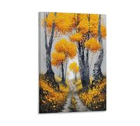 EUUMKOO Minimalist Forest Path Canvas Wall Art, Abstract Fall Tree View Picture Painting on Canvas, Print Poster Decoration Artwork for Home Living Room Bedroom Wall Decor Frame 12x18inch(30x45cm)