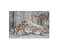 EUUMKOO Modern Forest Wolf Canvas Wall Art, Wolves Winter Snow Animal Picture Painting on Canvas, Print Poster Decoration Artwork for Home Living Room Bedroom Wall Decor Unframe 08x12inch(20x30cm)