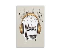 EUUMKOO Modern Headphones Canvas Wall Art, Gold Music Notes Picture Painting on Canvas, Print Poster Decoration Artwork for Home Living Room Bedroom Wall Decor 24x36inch(60x90cm)