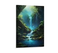 EUUMKOO Modern Waterfall Canvas Wall Art, Natural Water Forest Butterfly Picture Painting on Canvas, Print Poster Decoration Artwork for Home Living Room Bedroom Wall Decor Frame 08x12inch(20x30cm)