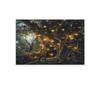 EUUMKOO Mystery Tree Canvas Wall Art, Vintage Old Tree Magical Forest Picture Painting on Canvas, Print Poster Decoration Artwork for Home Living Room Bedroom Wall Decor Unframe 24x36inch(60x90cm)