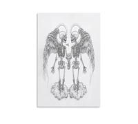 EUUMKOO Sketch Skeletons Canvas Wall Art, Gothic Love Romance Abstract Picture Painting on Canvas, Print Poster Decoration Artwork for Home Living Room Bedroom Wall Decor 16x24inch(40x60cm)