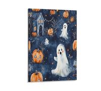 EUUMKOO Vintage Ghost Canvas Wall Art, Farmhouse Pumpkin Ghosts Picture Painting on Canvas, Print Poster Decoration Artwork for Home Living Room Bedroom Wall Decor Frame 08x12inch(20x30cm)