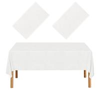 EUVBOKW Paper Tablecloths for Rectangle Tables,2 Pack White Paper Tablecloths Disposable Table Cloths,3 Ply Paper & Plastic Quality Table Cover for Parties Wedding Birthday(54'' X 108'')