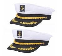Euvoym 2 Pieces Captain Hat Cap Adult Sailor Hat Adjustable Captains Hat for Sailor Navy Marine Admiral Costume Accessory