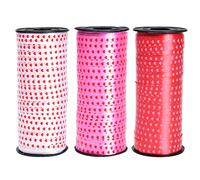 Euvoym 300 Yards Valentines Curling Ribbon Balloon Ribbon Heart Printed Crimped Curling Balloon Ribbon for Gift Wrapping Wedding Valentine Party Decoration, White,Red,Pink