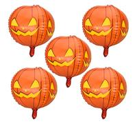 Euvoym 5 Pieces Halloween Balloons Halloween Aluminum Foil Mylar Balloon Halloween Party Pumpkin Balloons for Halloween Party Decorations