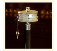 EUXHTYWP Tibetan Prayer Wheel,Sterling Silver Hand Held Buddhist Copper Handmade With Mantra Scroll