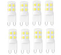 Euxper G9 2W LED Light Bulbs Cool White 6000K - 28W 33W Halogen Equivalent, Capsule Gu9 LED Bulb for Crystal Chandelier,AC220-240V, 320LM, CRI>85, No Flicker, Non-dimmable, 8 Pack