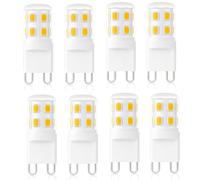 Euxper G9 2W LED Light Bulbs Warm White 3000K - 28W 33W Halogen Equivalent, Capsule GU9 LED Bulb for Crystal Chandelier,AC220-240V, 320LM, CRI>85, No Flicker, Non-dimmable, 8Pack