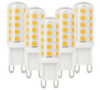 Euxper G9 3W Warm White LED Bulbs Equivalent to 40W Halogen Bulbs, 580 Lumens, Flicker-Free and Non-Dimmable G9 LED Corn Light Bulbs for Home Lighting Decor, 5 Pack