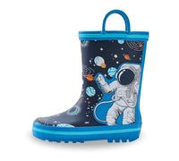 EUXTERPA Kids Wellington Boots For Boys Astronaut Rubber Wellies boots Unisex Children Waterproof Rain Boots with Pull On Handles Size 10