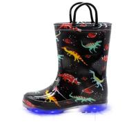 EUXTERPA Waterproof Boots Boys or Girls Dinosar Dino Wellies Wellingtons That Light Up Each Step