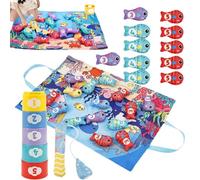 Euyehn Color Sorting Game | Fabric Color Sorting Number Counting Toy - Fishing Play Classification Activity for 0-36 Month Children Girls Boys Preschoolers