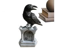 Euyehn Halloween Crow Statue,Crow Cemetery Statues Gothic Halloween Decoration | Resin Figures Home Decorations for Indoor Desktop Outside Yard Holiday Living Room
