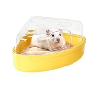 Euyehn Hamster Bath Tub | Clear Cheese-shaped Fun Container - Large Hamster Bathroom - for Bathing Playing Exploring Toilet Gerbil Litter Home Hiding Playground Travel