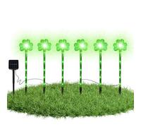 Euyehn Outdoor Lights, Shamrocks Stake LED Solar Lights, Yard Art St Patricks Day Decorations Lucky Sign, Green Pathway Lighting for Lawn Garden Yard