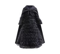 Euyehn Witch Cosplay Costume, Halloween Girls Witch Dresses Black Ruffle Dress Set With Cape, Children's Halloween Costumes Girls Witchs Costume Dress Cosplay For 5-15 Years Old