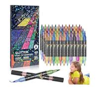 EUYIMOMO 24/48/72/96 Colors Glitter Effect Brush 24/48/72/96 Colors Glitter Brush Markers Pens Dual Tip Metallic Sparkle Markers for Cards DIY Crafts Doodle Writing Markers(48Pack-96Colors)
