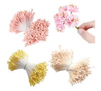 EUYKQNOI 2 mm Fake Flower Plungs Double Heads Flower Stamen 420pcs Artificial Flower Stamen Pistil Matte Floral Stamen for DIY Christmas Postcard Wedding Decoration, 3 Colours