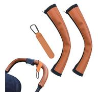EUYKQNOI 2 Pieces Brown PU Leather Pushchair Handle Covers Pushchair Protective Cover with Removable Handle Protective Cover for Pushchair Armrest, a, A