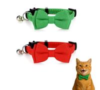 EUYKQNOI 2 Pieces Velvet Cat Collar with Bell and Bowtie,Adjustable for Separate Cats,Kitten Small Puppy Safety Bow Tie Solid Color Basic Collar for Cats Bow Tie