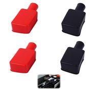 EUYKQNOI 4 Pieces Battery Terminal Covers, Battery Terminal Protection, Insulating Battery Cover, Positive and Negative Poles Soft Rubber Pin Cover Connector Plug Top Mount for Car