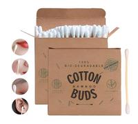 EUYKQNOI Bamboo Cotton Buds (Pack of 200) Plastic-Free Biodegradable Environmentally Friendly Ear Sticks, Cotton Buds, Bamboo Cotton Buds, Bamboo Cotton Buds