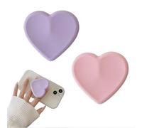 EUYKQNOI Mobile Phone Socket Po Pink Mobile Phone Grip Holder Retractable Glass Love Heart Grip Magnet with Compatible Mobile Phone Extendable Base Stand for Smartphones, Pack of 2