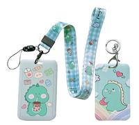EUYKQNOI Set of 2 ID Cases with Strap, Bus Ticket Case Student, with Badge Reel, Carabiner Clip, Lanyard Strap, for Women, Nurse, Embossed Vertical Card Protection