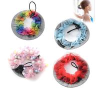 EUYKQNOI Set of 4 Girls Hair Bun Net with Beads Elastic Nets for Classical Dance, Flower Bun for Ballerinas, Girls Hair Accessories for Ballet Lessons