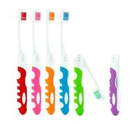 EUYKQNOI Set of 6 Foldable Travel Toothbrushes Soft Bristles 6 Colours (Red, Blue, Green, Orange, Purple, Pink) - Ideal for Travel, Camping, School & Business