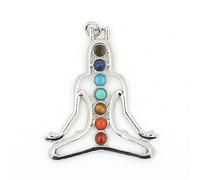 EUYRJKCA Semi-precious Stone Necklace Pendant Men And Women Jewelry Aura Symbol Seven Chakras Wings Gift 1Pcs(People)