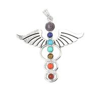 EUYRJKCA Semi-precious Stone Necklace Pendant Men And Women Jewelry Aura Symbol Seven Chakras Wings Gift 1Pcs(AngelWings)