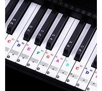 EUYuan Piano Sticker, Colorful Piano Keyboard Stickers for 88/61/49/37Key, Bigger Letter, Transparent and Removable