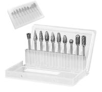 EUZUXU 10Pcs Tungsten Carbide Rotary Burr Set for Rotary Tool, for Wood Metal Grinding Engraving Polishing