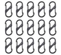 EUZUXU 15pcs Small Carabiner Keyring Clip, 30MM S Ring Locking Carabiner Double Clip Hook for Outdoor Hiking Fishing Camping(Black)
