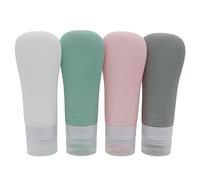 EUZUXU 80ml Silicone Travel Bottle, 4 Pack Silicone Travel Toiletries Portable Travel Containers Set, Bottles for Shampoo, Lotion, Cosmetic